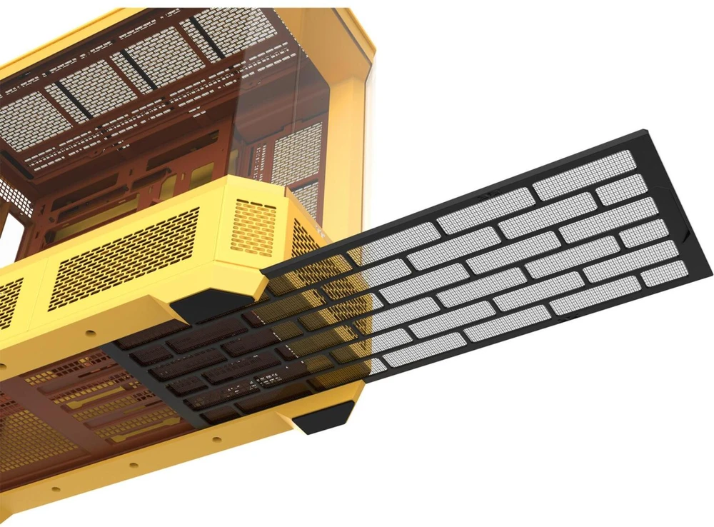 „Thermaltake View 600 TG Butter Caramel“, didelis bokšto formos korpusas – geltonas, grūdintas stiklas