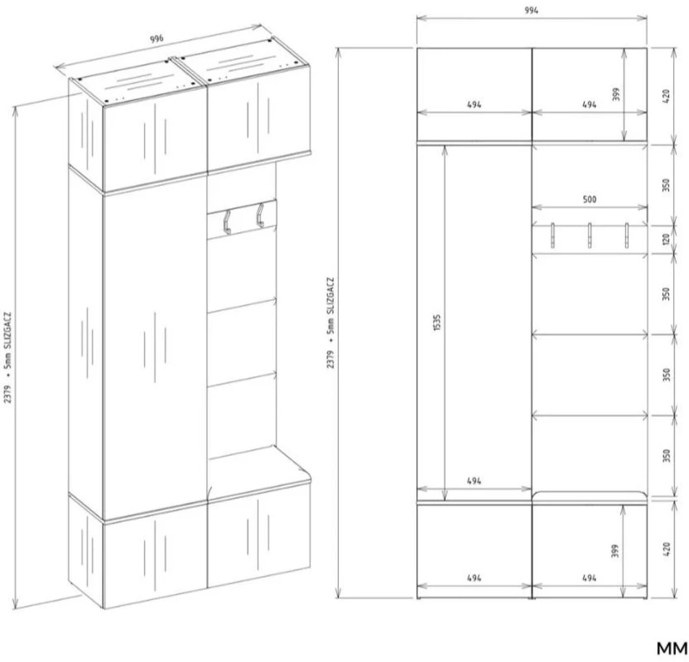 Top E Shop HAGA II 1SZ1W Wardrobe – Artisan Oak