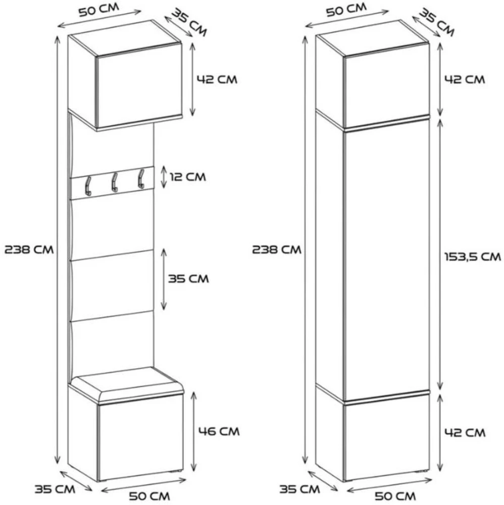 Top E Shop HAGA III 2SZ1W Wardrobe – Artisan Oak