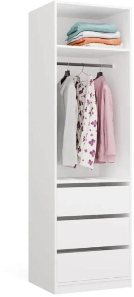 Top E Shop OPENO 1W1P3S Baltas Wardrobe – Modular Wardrobe with Clothes Rail and 3 Drawers