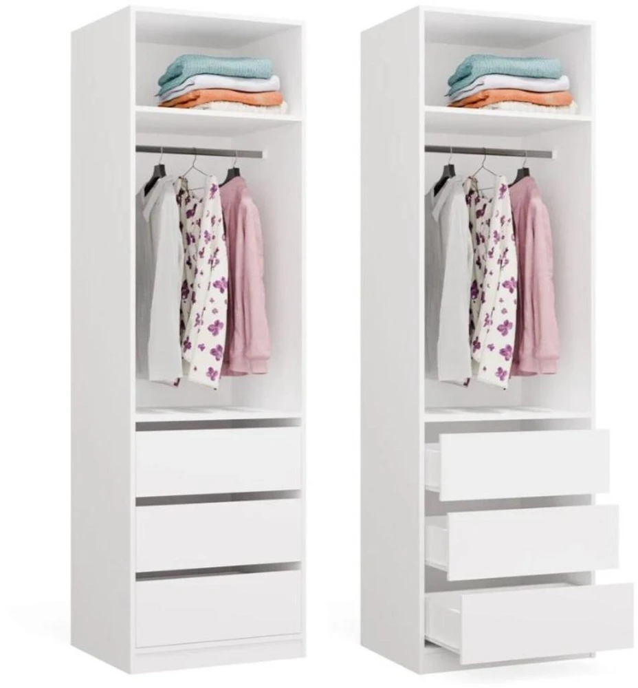 Top E Shop OPENO 1W1P3S Baltas Wardrobe – Modular Wardrobe with Clothes Rail and 3 Drawers
