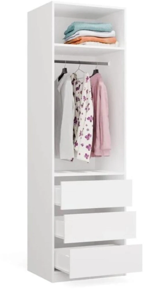 Top E Shop OPENO 1W1P3S Baltas Wardrobe – Modular Wardrobe with Clothes Rail and 3 Drawers