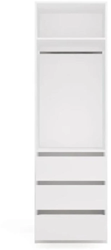 Top E Shop OPENO 1W1P3S Baltas Wardrobe – Modular Wardrobe with Clothes Rail and 3 Drawers