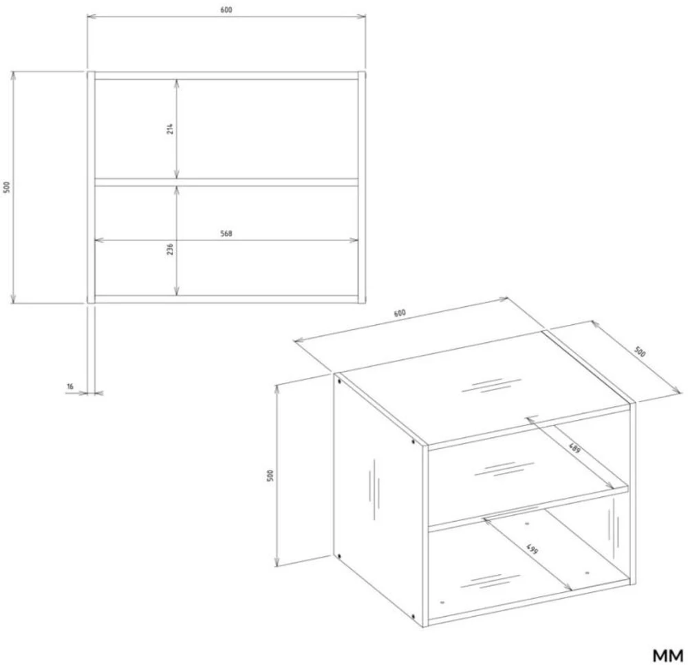 Top E Shop Hurtownia Mebli Didmeninė baldų parduotuvė NADSTAWKA 60 OPENO BALTA Lentyna Į Garderobą Modulinė 60 cm Miegamajam