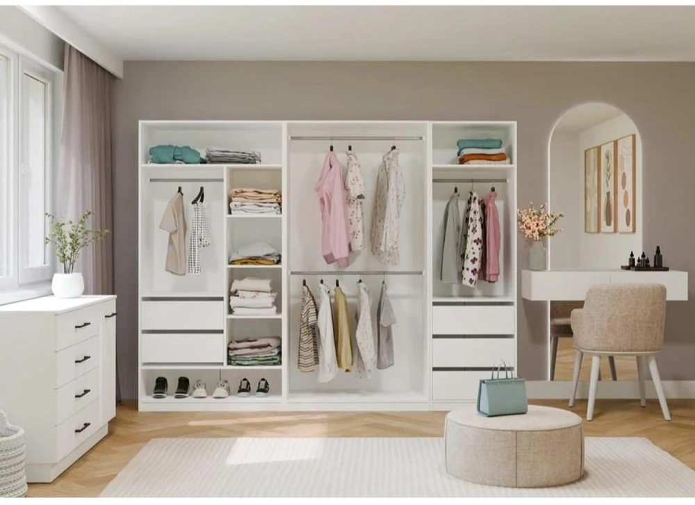 Top E Shop OPENO Modular Wardrobe SET 260/200 Baltas Drawers, Hanging Rails, Shelves – Large – For the Bedroom