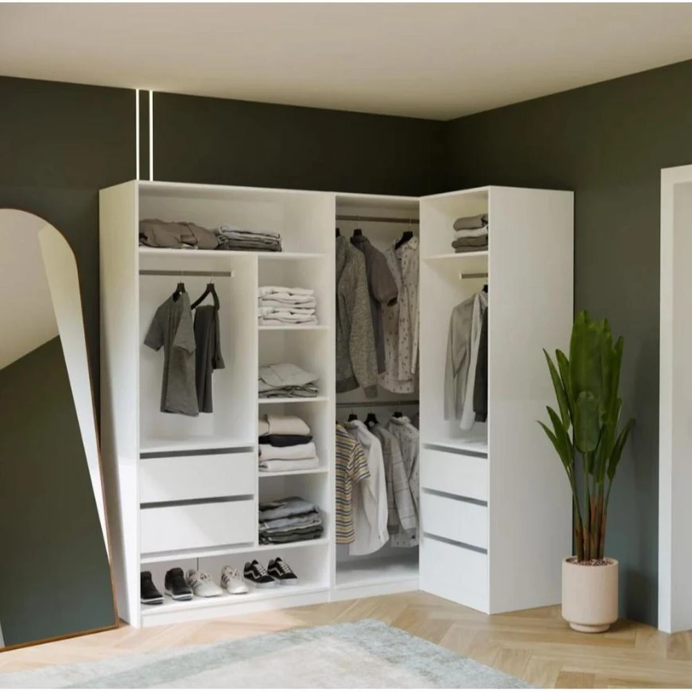 Top E Shop OPENO Modular Wardrobe SET 260/200 Baltas Drawers, Hanging Rails, Shelves – Large – For the Bedroom