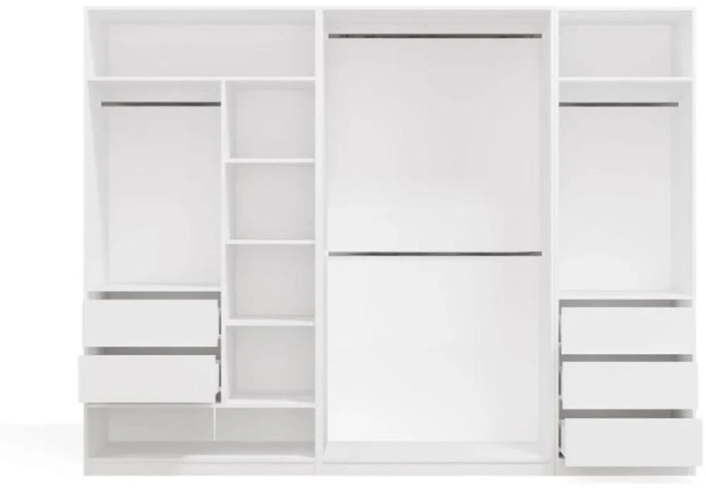 Top E Shop OPENO Modular Wardrobe SET 260/200 Baltas Drawers, Hanging Rails, Shelves – Large – For the Bedroom
