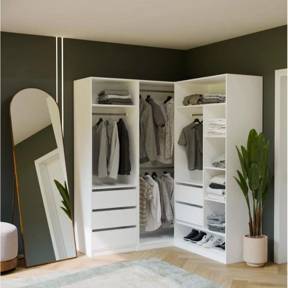 Top E Shop OPENO Modular Wardrobe SET 260/200 Baltas Drawers, Hanging Rails, Shelves – Large – For the Bedroom