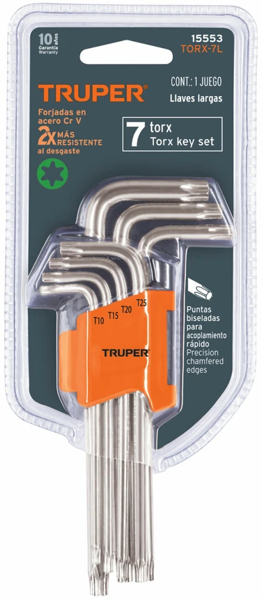 L-formos Torx atsuktuvai, ilgi, chromuoti 7vnt Truper®