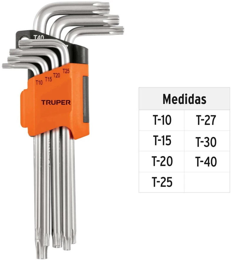 L-formos Torx atsuktuvai, ilgi, chromuoti 7vnt Truper®