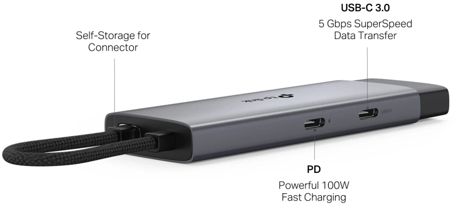 TP-Link UH5020C sąsajos šakotuvas USB Type-C 5000 Mbit/s Pilkas