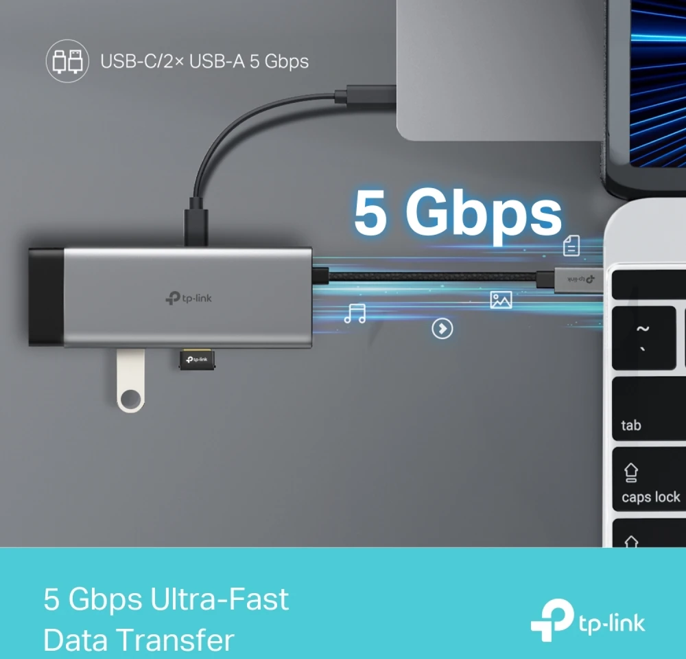 TP-Link UH5020C sąsajos šakotuvas USB Type-C 5000 Mbit/s Pilkas