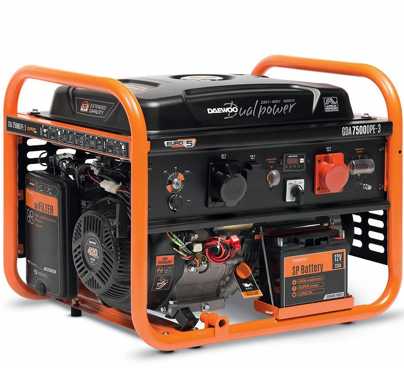Daewoo benzininis generatorius GDA 7500DPE-3, 6.5kW, 1/3 fazės