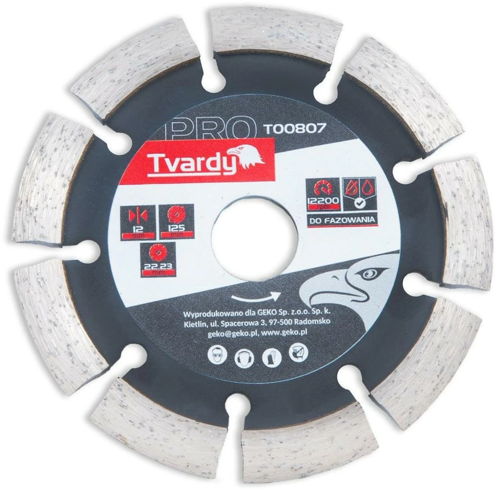 „Tvardy“ deimantinis diskinis dvipusis nuožulninimo freza 125x12x22,23 mm PROFI (50)