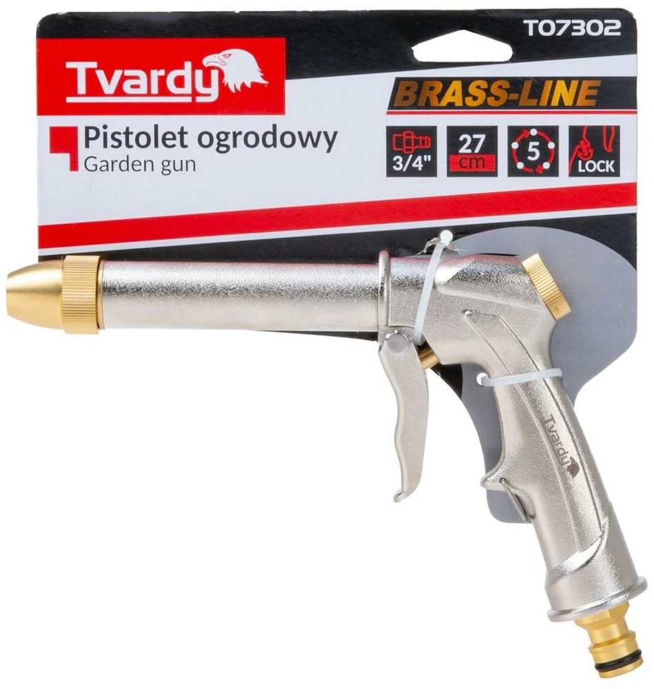 „Tvardy“ reguliuojamas sodo pistoletas, ilgas, BRASS-LINE (20)