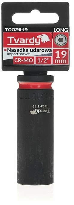 Tvardy Ilgas smūginis antgalis 1/2'' 6-kampis 19mm CR-MO (6/72)