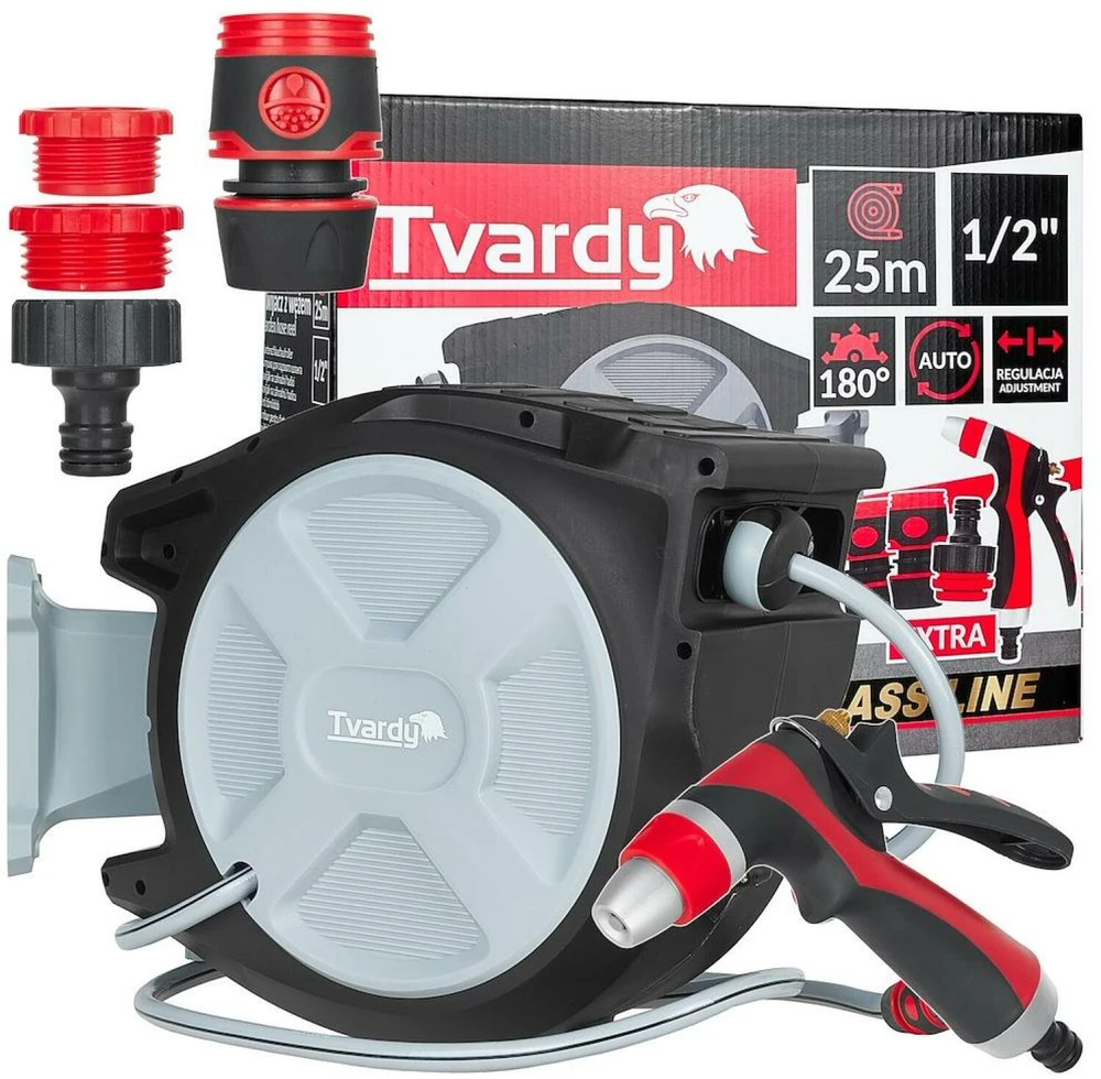 Tvardy Automatinis suktuvas su sodo žarna 1/2" 25m BRASS-LINE (1)