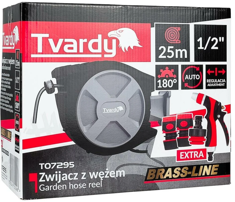 Tvardy Automatinis suktuvas su sodo žarna 1/2" 25m BRASS-LINE (1)