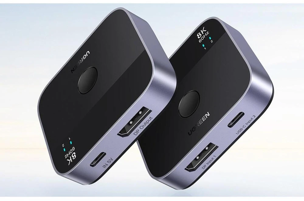 Switch Ugreen DisplayPort/USB-C į USB-C – pilka