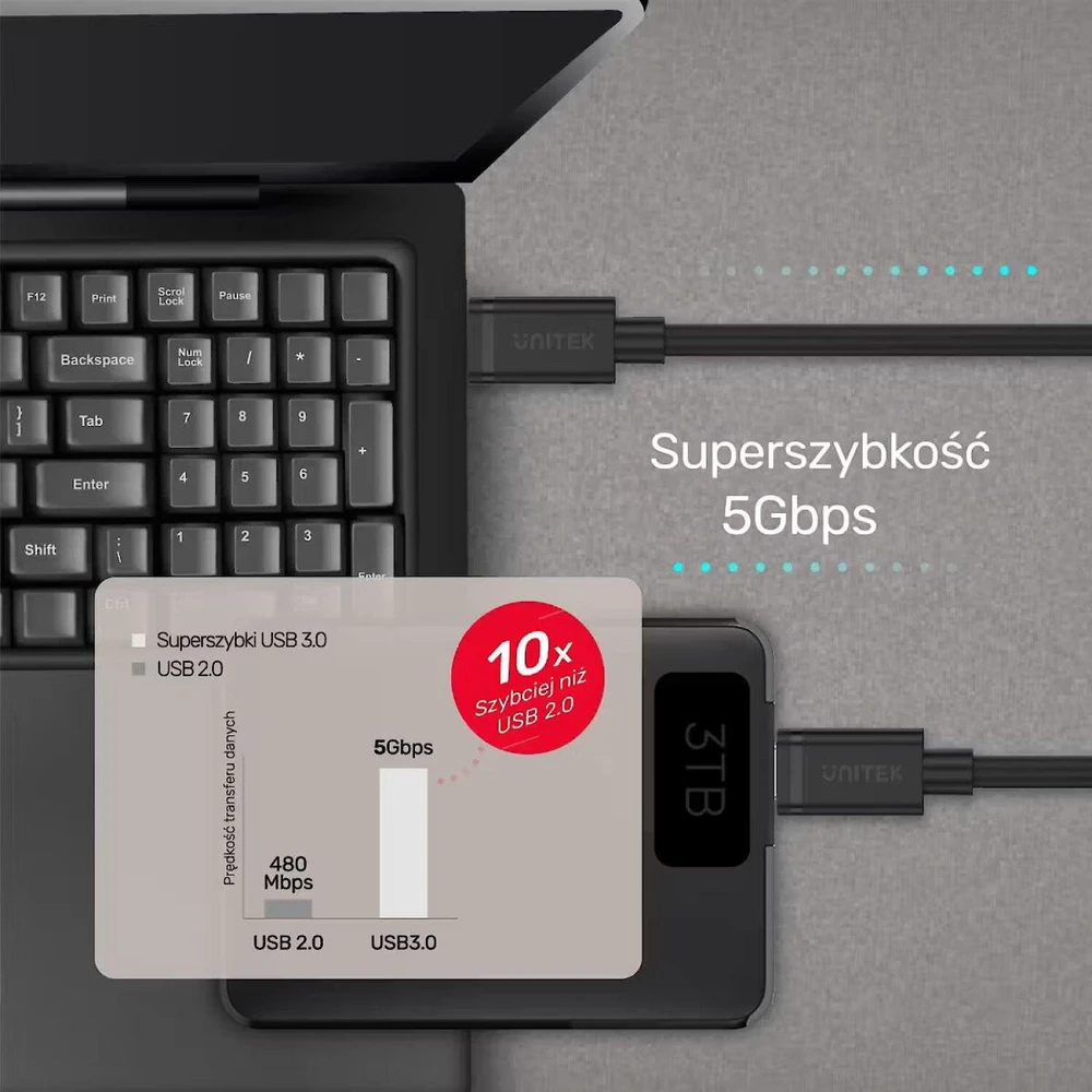 UNITEK Y-C477BK01-2M USB laidas USB 3.2 Gen 1 (3.1 Gen 1) USB C 5 Gbit/s 60 W Juodas
