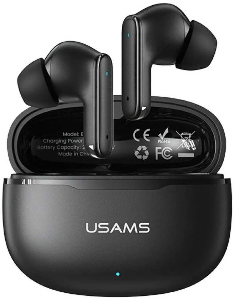 USAMS E05 TWS belaidės ausinės Bluetooth 6.0 juodos