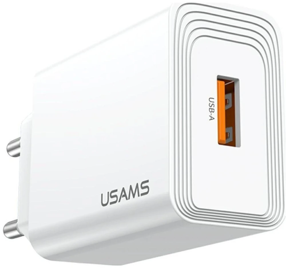 Laidinis įkroviklis USAMS T69 18W USB-A baltos spalvos