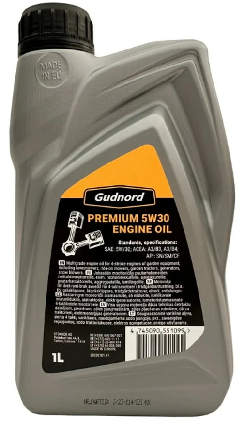 Alyva Gudnord Premium 5W30; 1 l; sodo technikai su keturtakčiais varikliais