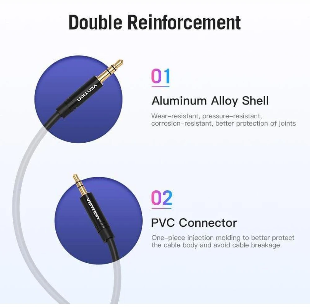 Vention audio kabelis mini AUX 3.5mm - 2.5mm AUX 2m - Juodas