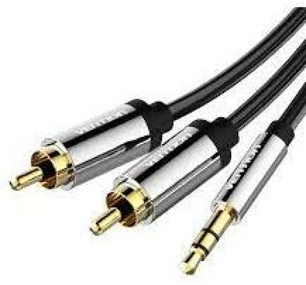 Vention 3.5 mm kištukinis ir 2x RCA kištukas garso kabelis 1.5 m ventiliacijos BCFBG juodas