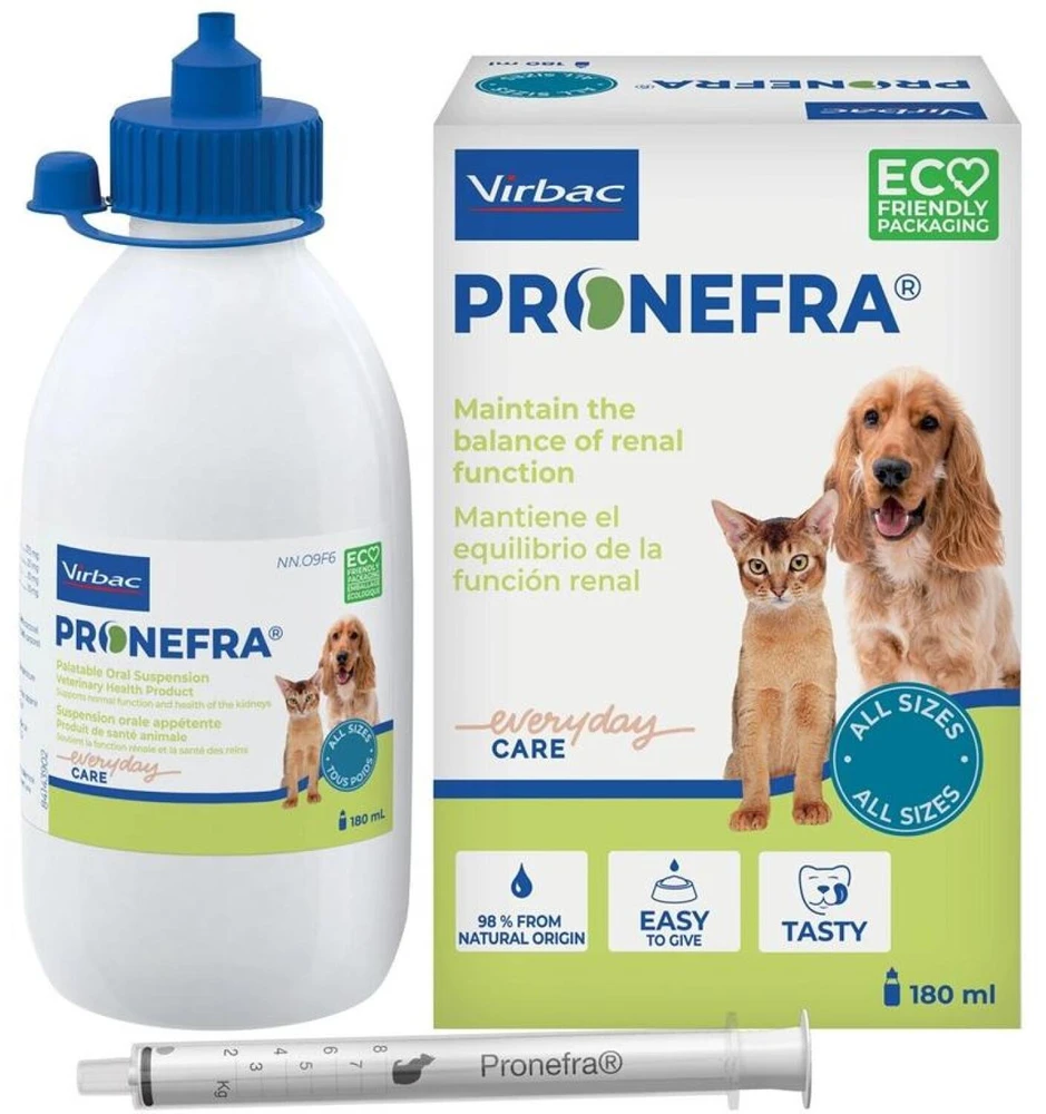 VIRBAC Pronefra papildai inkstų veiklai šunims ir katėms, 180 ml