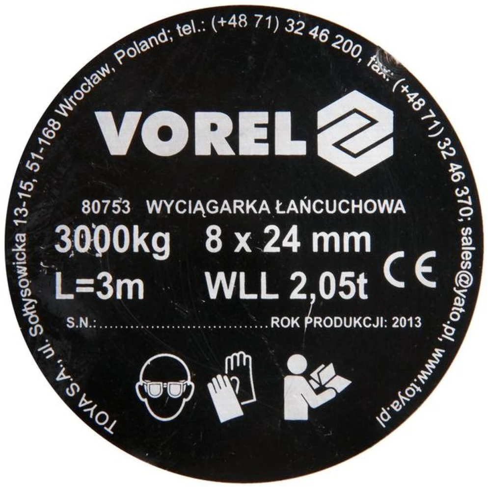 VOREL Grandininė gervė, 3000 kg, plienas, geltona, 80753