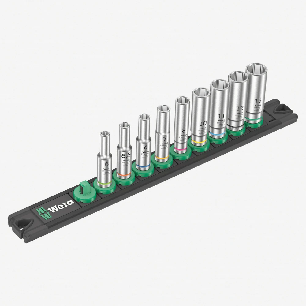 Wera Wera socket magnetic strip A Deep 1 socket set 1/4 (juodas/žalias, 9-piece)