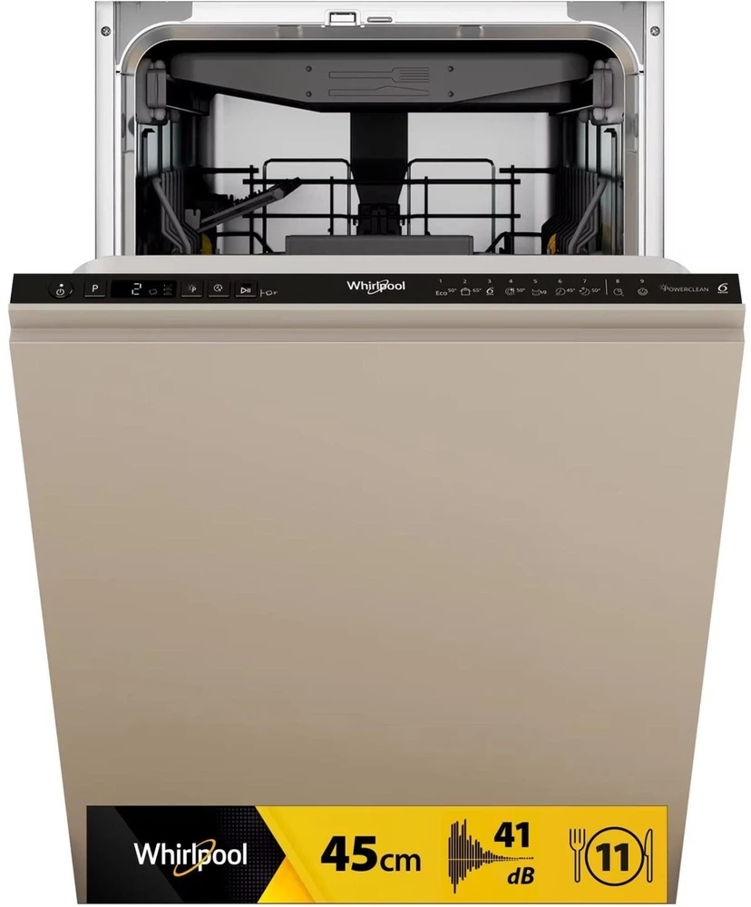 Whirlpool Indaplovė | WH6IC11BS7LA0 | Built-in | Plotis 44.8 cm | Number of place settings 11 | Number of programs 9 | Energy efficiency class C | Ekranas | Juodas