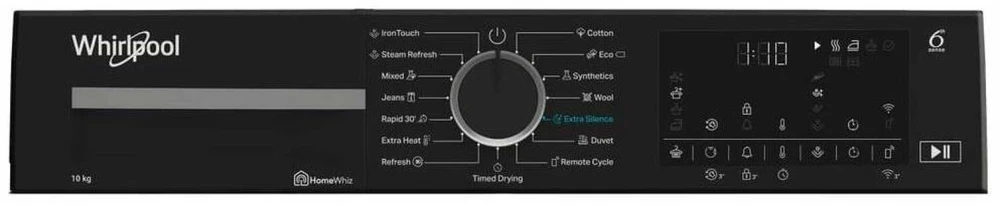 Džiovyklė Whirlpool WP C10X WBS EE skalbimo mašina su džiovintuvu, laisvai pastatoma, priekinio pakrovimo, 10 kg, balta