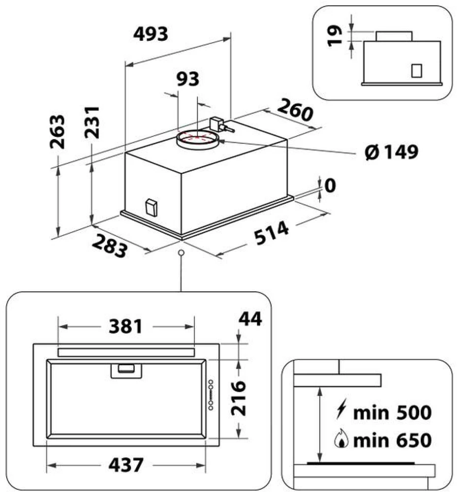 Įmontuojamas gartraukis Whirlpool WCTH 63F LEB X