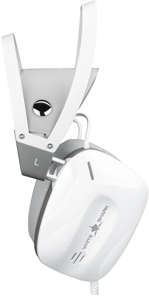 White Shark Baltas Shark Baltas Shark žaidimų ausinės GOTTAN, skirtos PC, PS4/PS5, XBOX, Mac, baltos spalvos