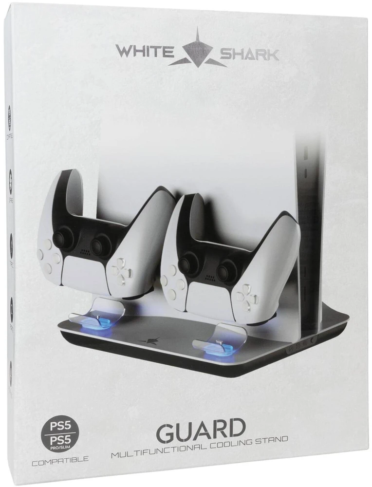 White Shark Baltas Shark Baltas Shark PS5-05102V2 Guard-2 PS5 aušinimo padas ir įkrovimo stovas