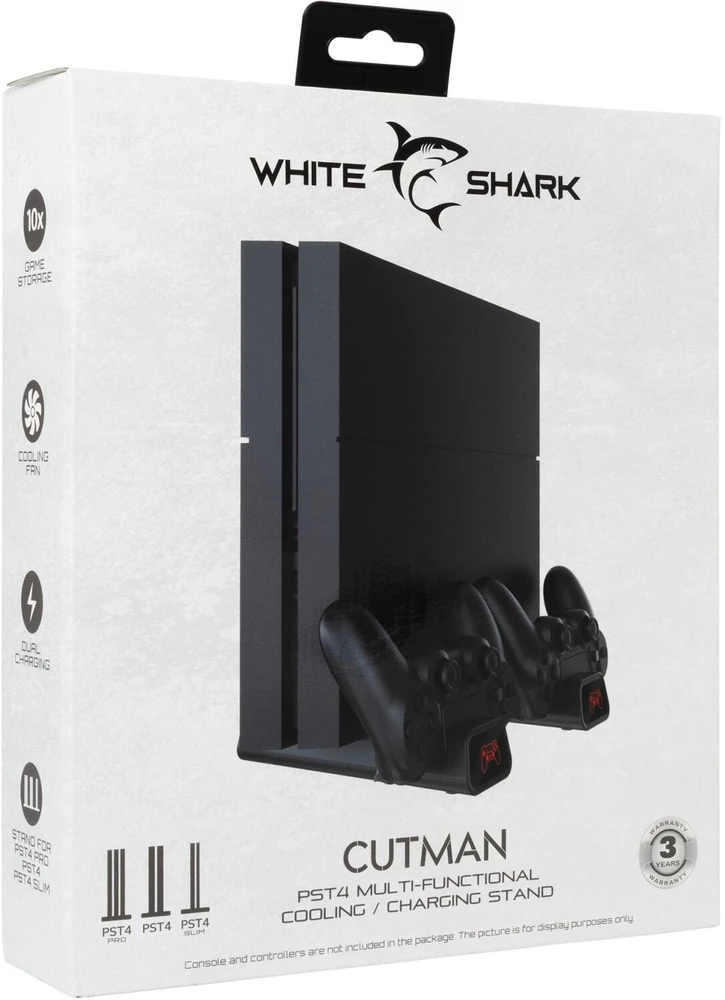 White Shark Baltas shark Baltas Shark PS4-19076 Cutman PS4 aušinimo padas + 2 įkrovimo stotelės