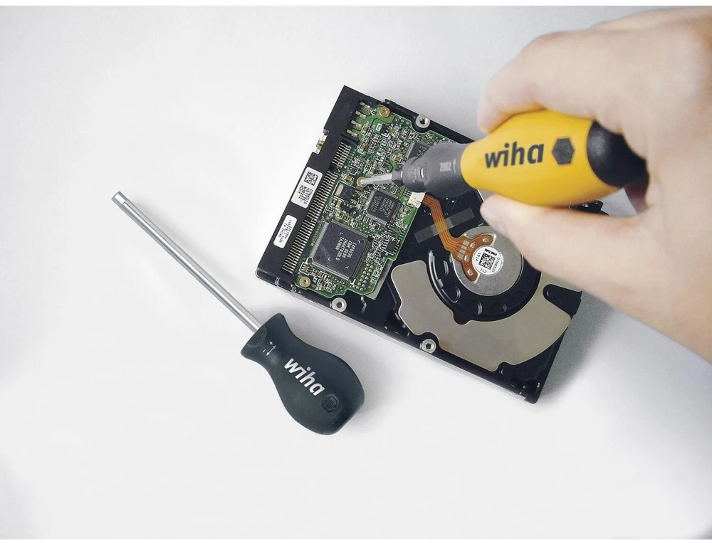 Wiha Drehmoment-Schraubendreher Set TorqueVario-S Micro ESD (juodas/gelb, 18-teilig, 0,1 - 0,6Nm)
