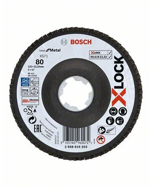 Bosch XLOCK žiedlapiniai diskai D 125 mm; K 80, lenktas