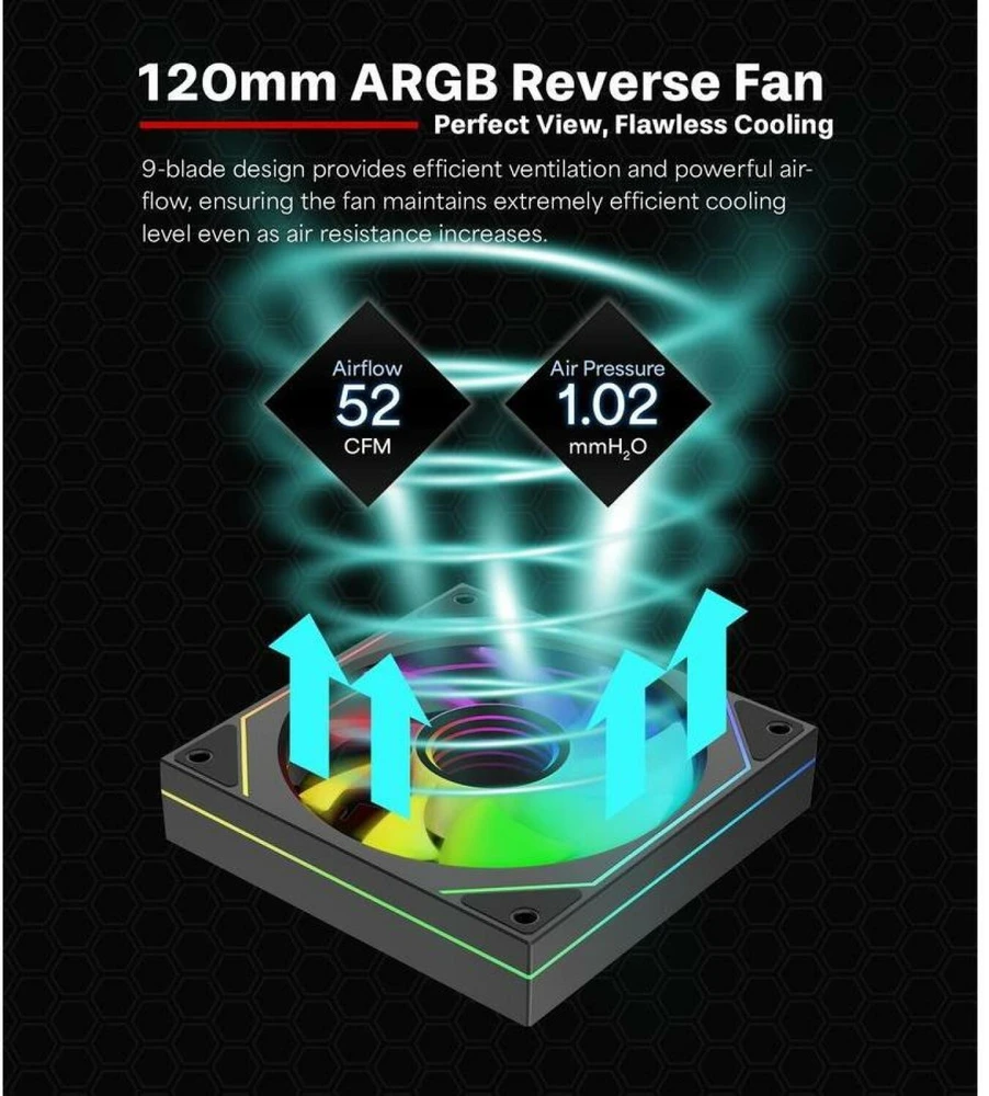 Ventiliatorius Xilence Gaming Series XPF120UR.ARGB 120mm PWM ARGB Reverse juodas (XF078)