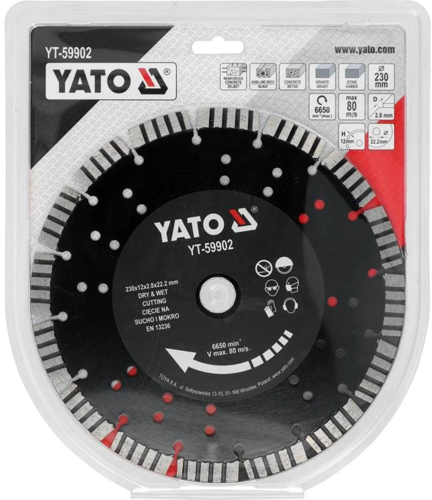 Yato Toya Sa Poland Deimantinis pjovimo diskas gelžbetoniui | 230 × 12 × 22,23 mm (YT-59902)
