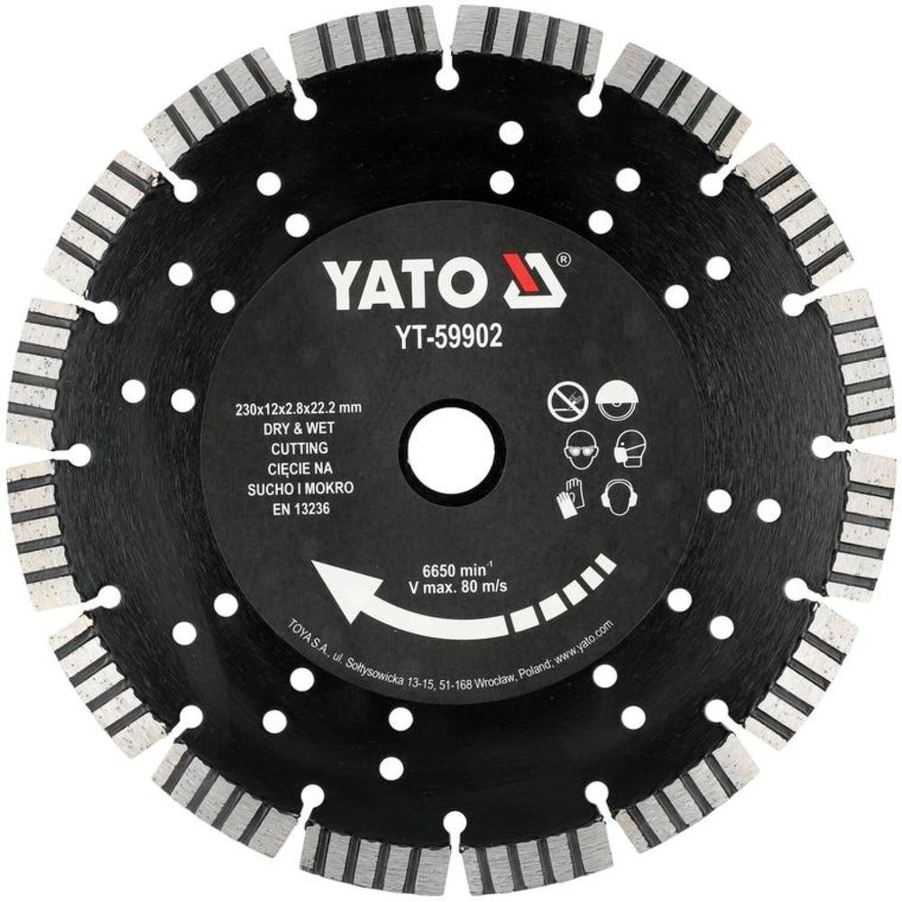 Yato Toya Sa Poland Deimantinis pjovimo diskas gelžbetoniui | 230 × 12 × 22,23 mm (YT-59902)