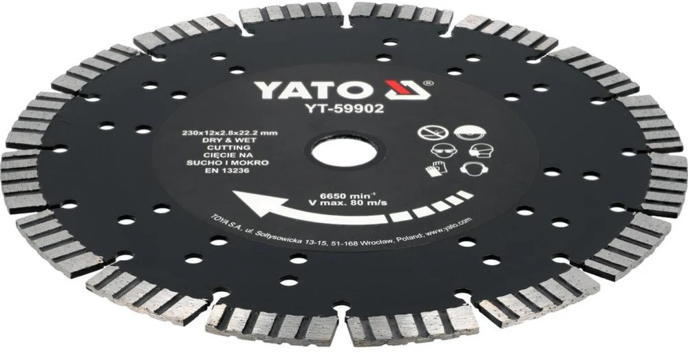 Yato Toya Sa Poland Deimantinis pjovimo diskas gelžbetoniui | 230 × 12 × 22,23 mm (YT-59902)