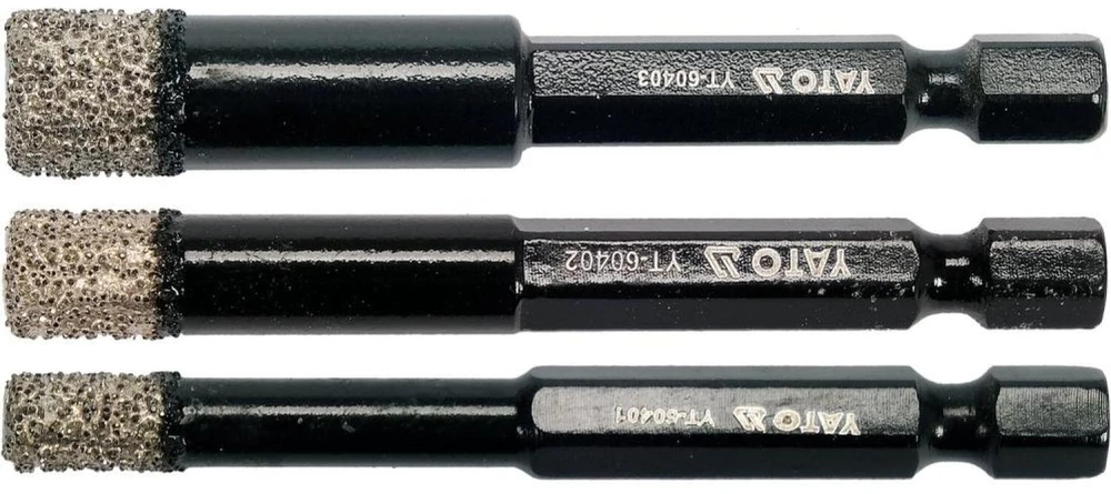 Grąžtas Yato Toya Sa Poland Deimantinės karūnėlės | 6,3 mm (1/4") | 6 / 8 / 10 mm | 3 vnt. (YT-60409)