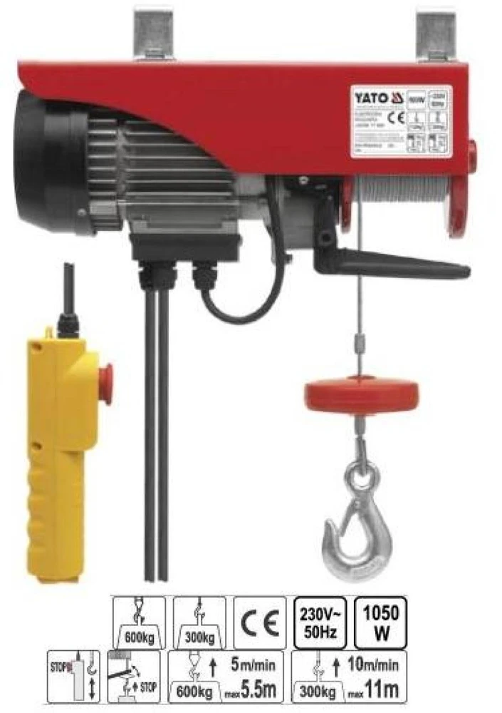YATO Elektrinis keltuvas 1050 W 300/600 kg