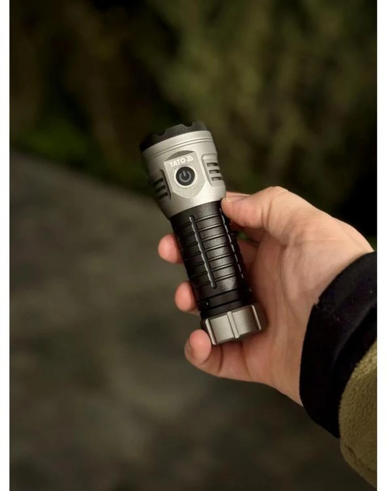 Yato Įkraunamas LED žibintuvėlis, 30W 3000lm, 7 režimai, USB-C, nešiojamas žibintas, aliumininis žibintuvėlis