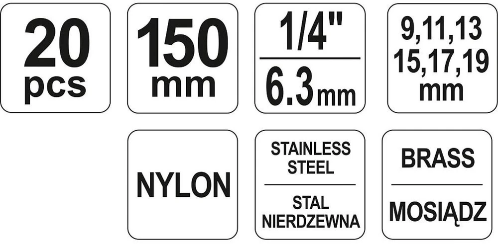 YATO ŠEPEČIŲ RINKINYS ŽVAKIŲ LIZDAI 20 vnt.