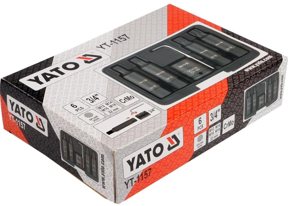 Yato SPLINE IMPACT BITS SET 3/4'', 6 vnt.