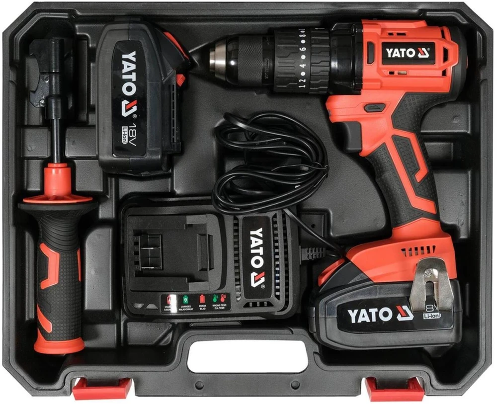 YATO smūginis suktuvas-gręžtuvas 18V LI-ION 82791 / 2x3,0Ah 75Nm / SILNIK bešepetėlinis